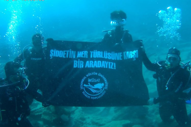 İKÜ Sualtı Kulübü'nden Kadın Cinayetlerine Yönelik Tepki 